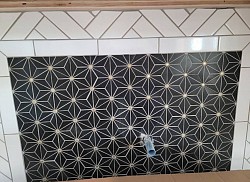 Precision tile backsplash installation by Elite Tile Expressions